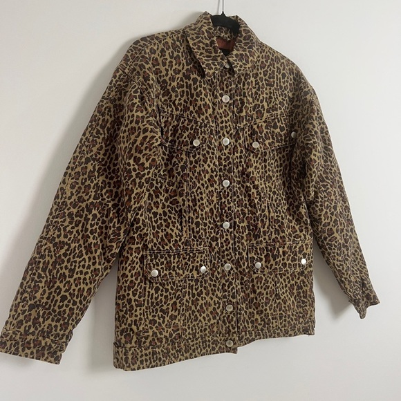 Marissa Webb Ellery Khaki Leopard Print Cotton Canvas Quilted Utility Jacket - Picture 4 of 16